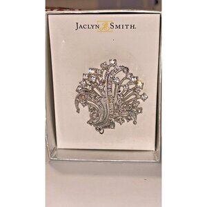 Vintage Flower Pin Brooch Rhinestone Crystal Silver Sparkling Jaclyn Smith 3"